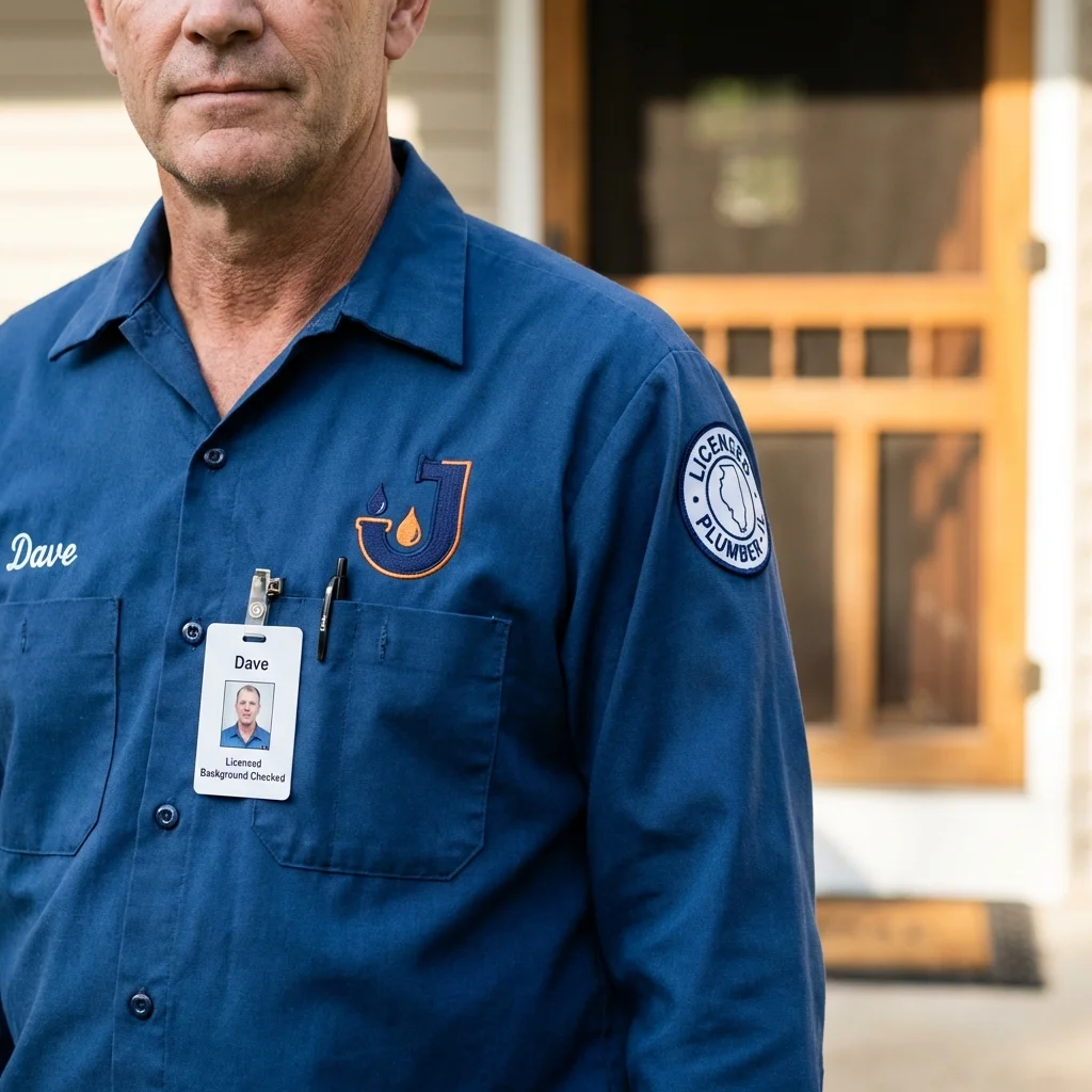 Licensed plumber showing ID badge in Ritzville, WA