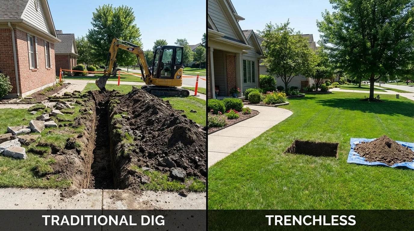 Trenchless sewer repair with minimal yard damage versus traditional excavation in Ritzville, WA